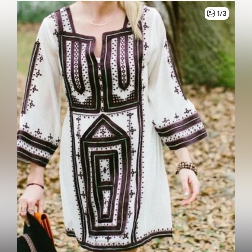 Calypso St Barth embellished silk dress size S​​ Bohemian Embroidered